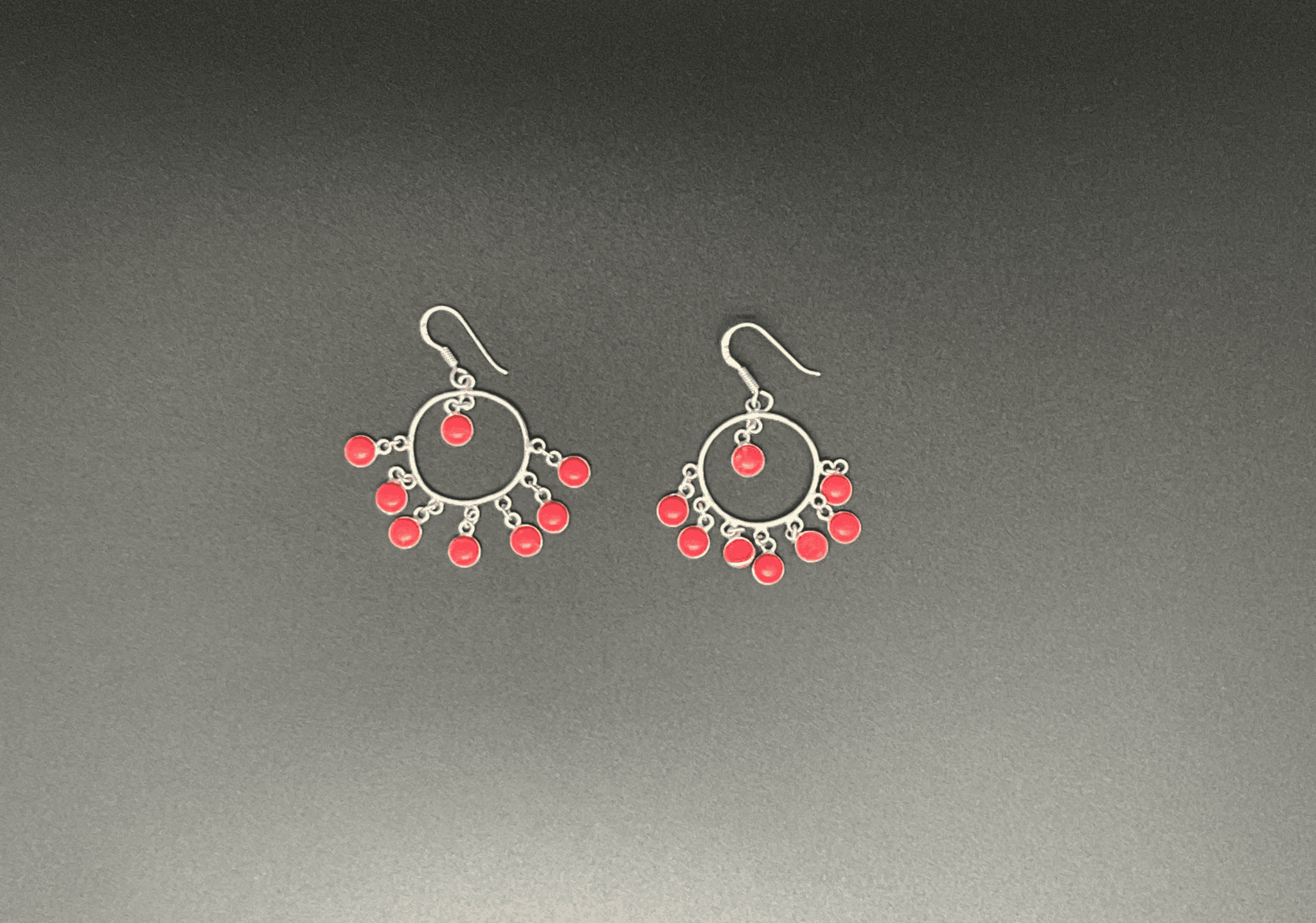 Silver Dangling Earring w/ Pink Beads