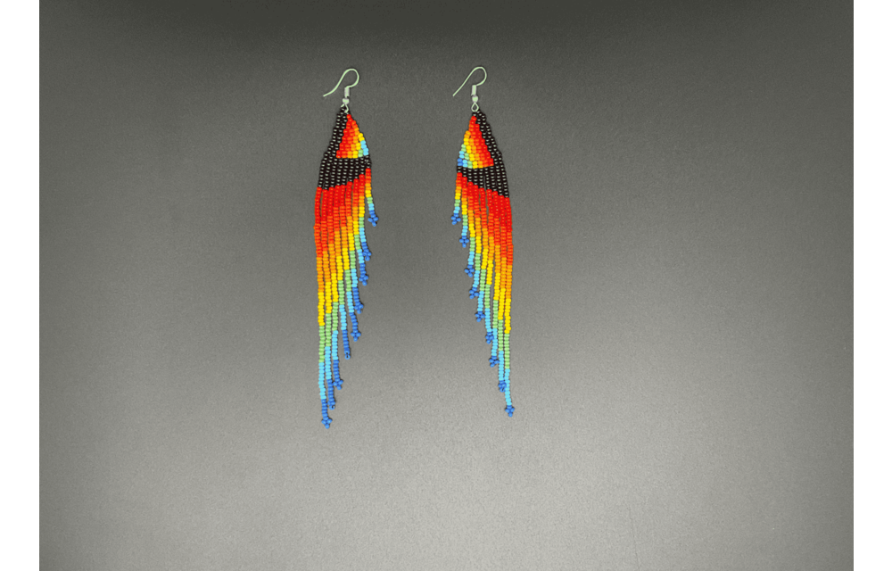 Beaded Rainbow Multicolor Waterfall Earrings