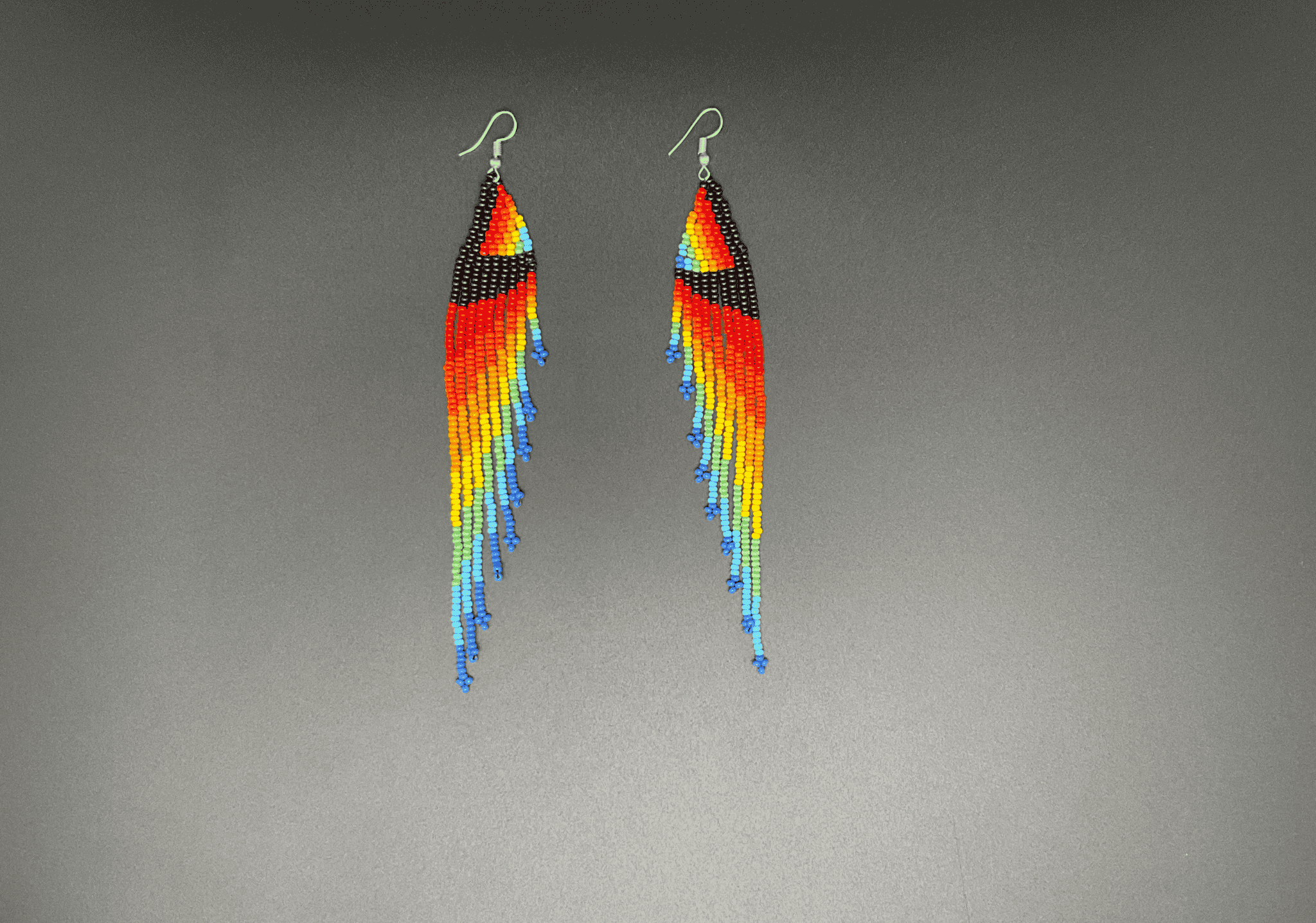 Beaded Rainbow Multicolor Waterfall Earrings