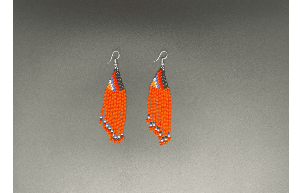 Orange and Multicolor Beaded Waterfall Earrings