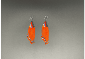 Orange and Multicolor Beaded Waterfall Earrings
