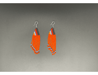 Orange and Multicolor Beaded Waterfall Earrings