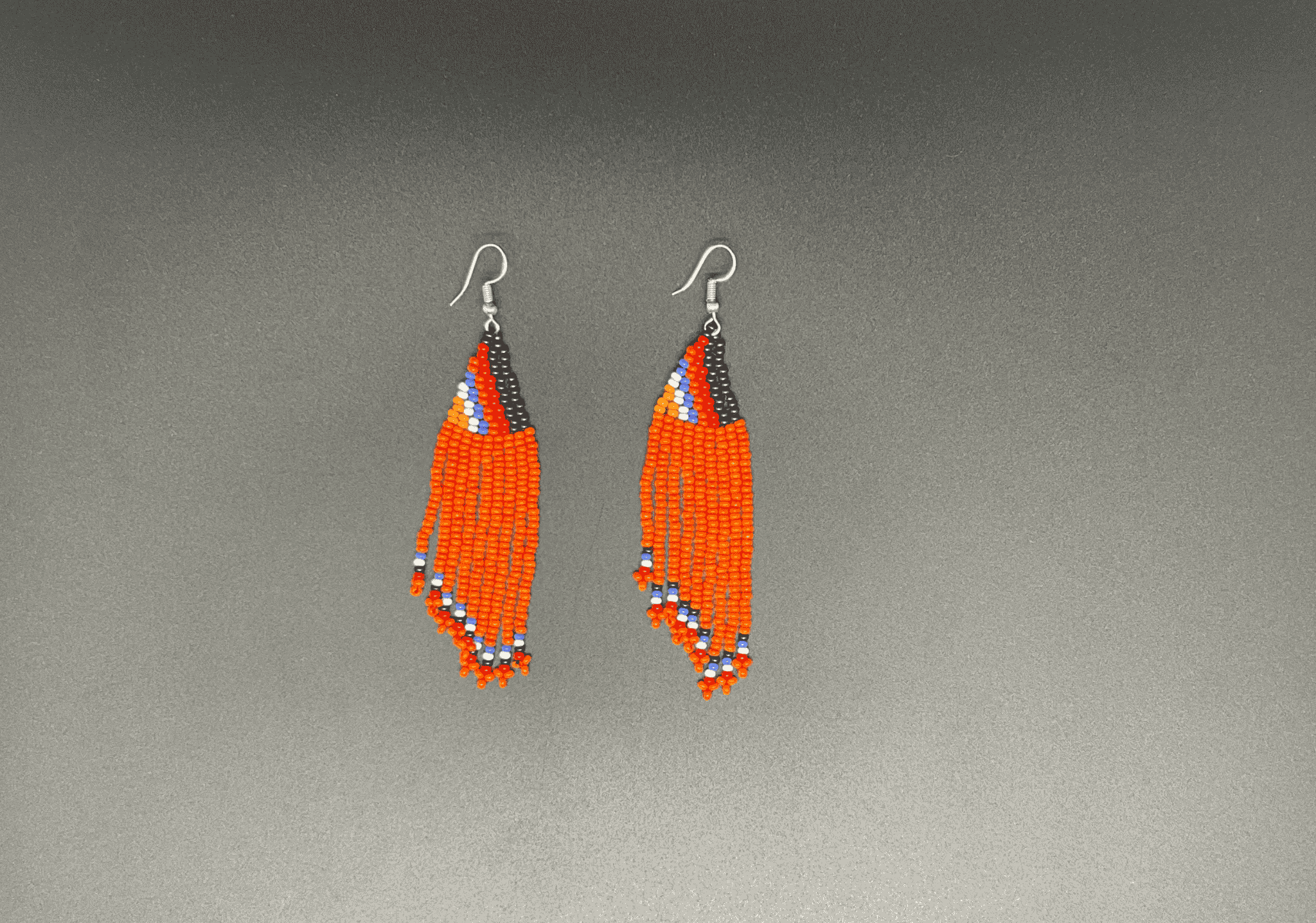 Orange and Multicolor Beaded Waterfall Earrings