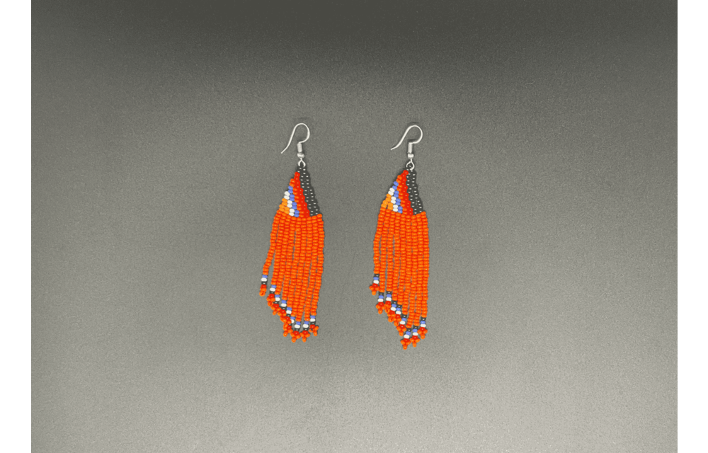 Orange and Multicolor Beaded Waterfall Earrings