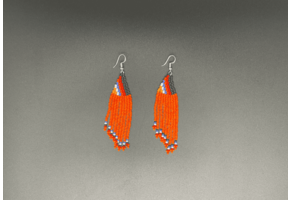 Orange and Multicolor Beaded Waterfall Earrings