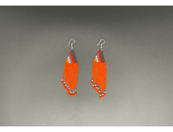 Orange and Multicolor Beaded Waterfall Earrings