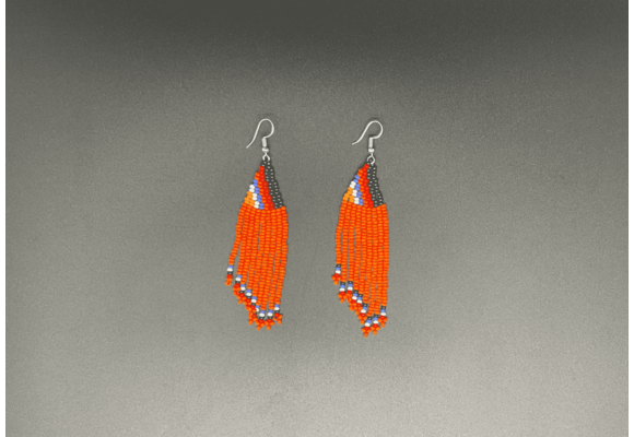 Orange and Multicolor Beaded Waterfall Earrings