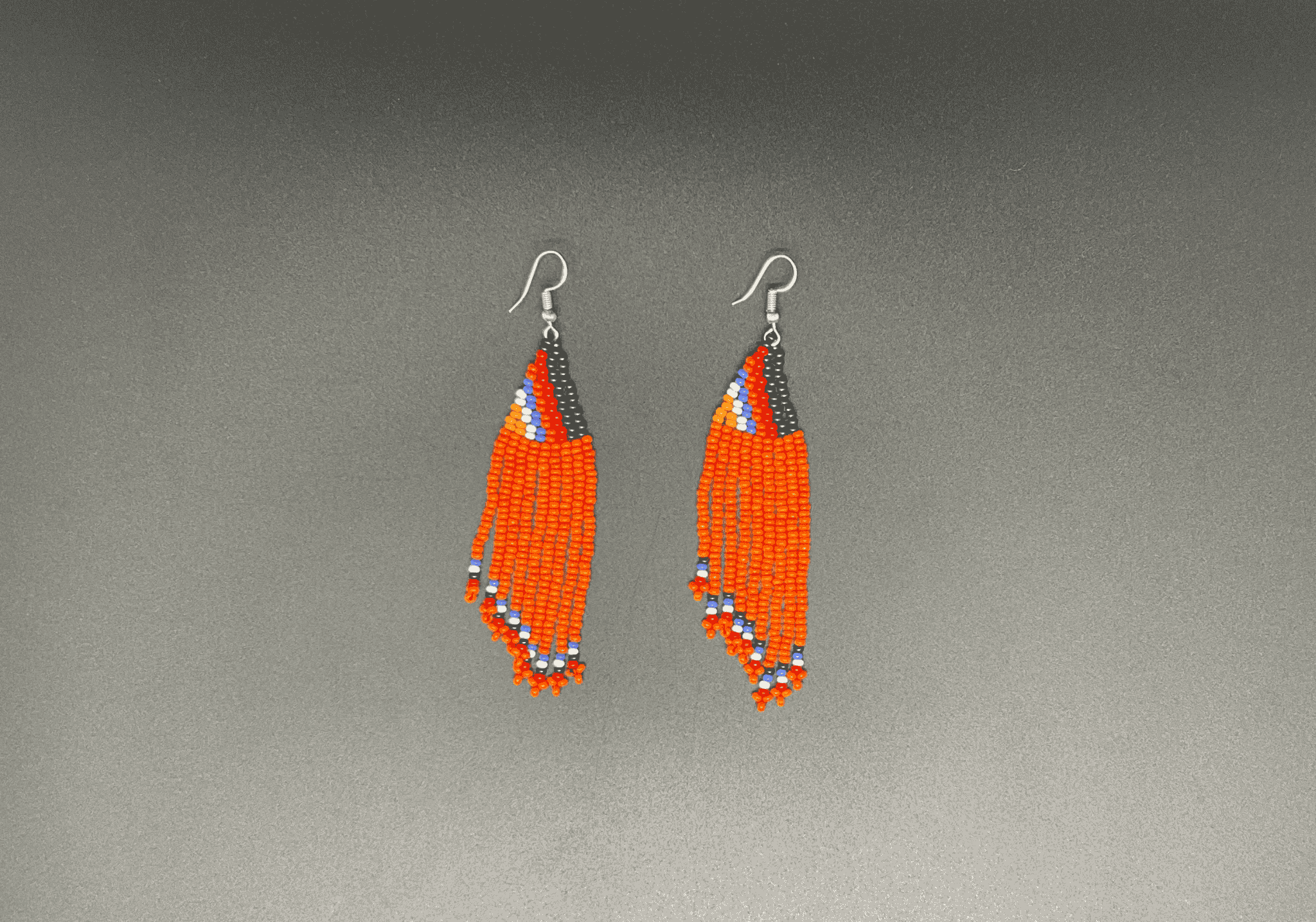 Orange and Multicolor Beaded Waterfall Earrings