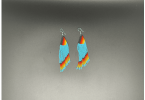 Blue and Multicolor Beaded Waterfall Earrings