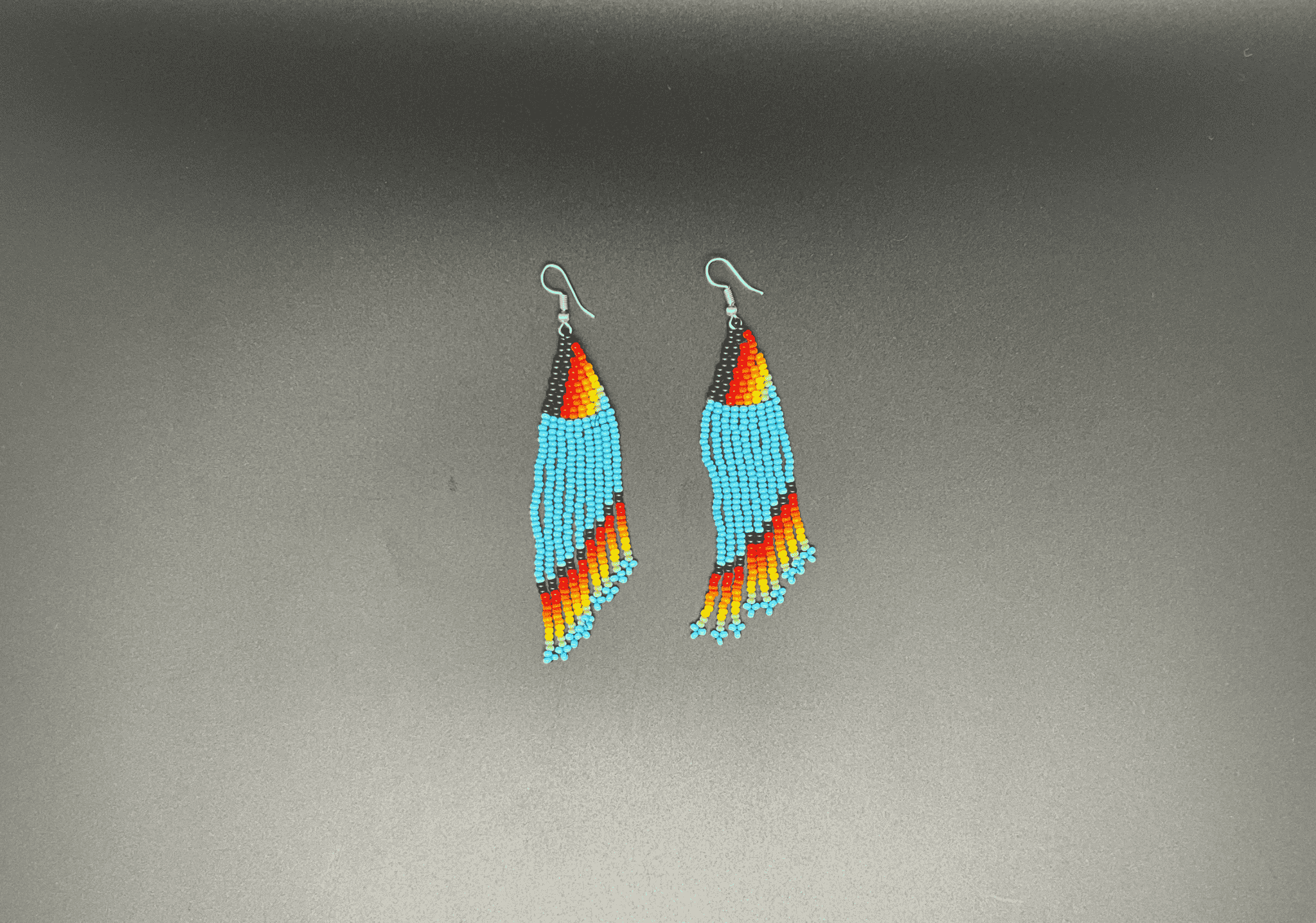 Blue and Multicolor Beaded Waterfall Earrings