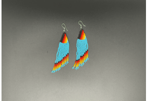 Blue and Multicolor Beaded Waterfall Earrings