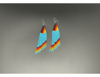 Blue and Multicolor Beaded Waterfall Earrings