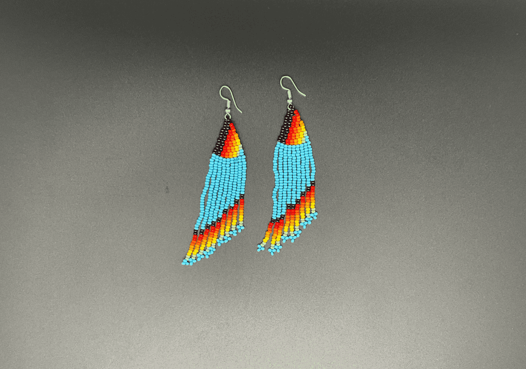 Blue and Multicolor Beaded Waterfall Earrings