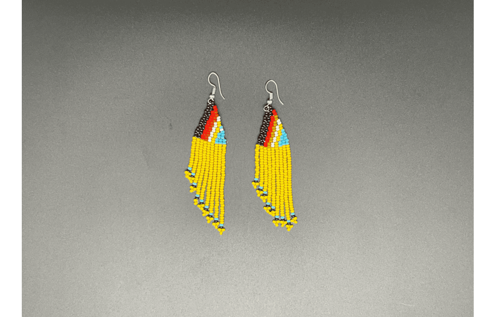 Yellow and Multicolor Beaded Waterfall Earrings