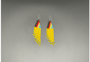 Yellow and Multicolor Beaded Waterfall Earrings