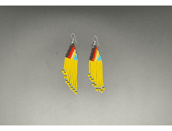 Yellow and Multicolor Beaded Waterfall Earrings