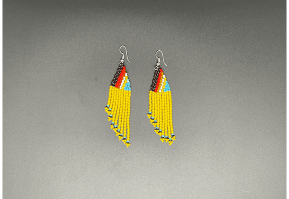 Yellow and Multicolor Beaded Waterfall Earrings