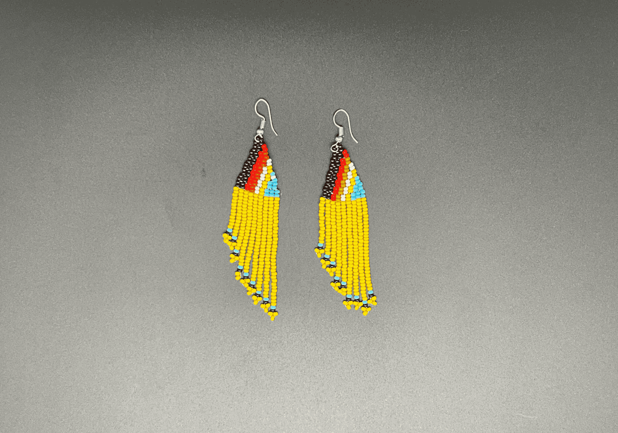 Yellow and Multicolor Beaded Waterfall Earrings