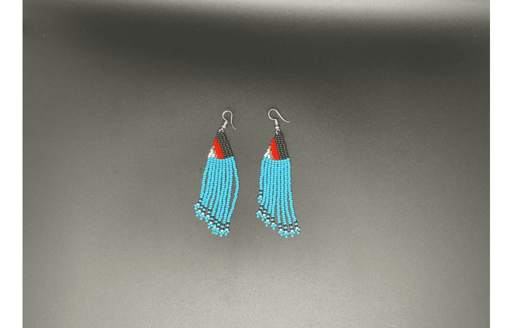 Blue and Multicolor Beaded Dangling Earrings