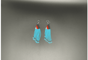 Blue and Multicolor Beaded Dangling Earrings