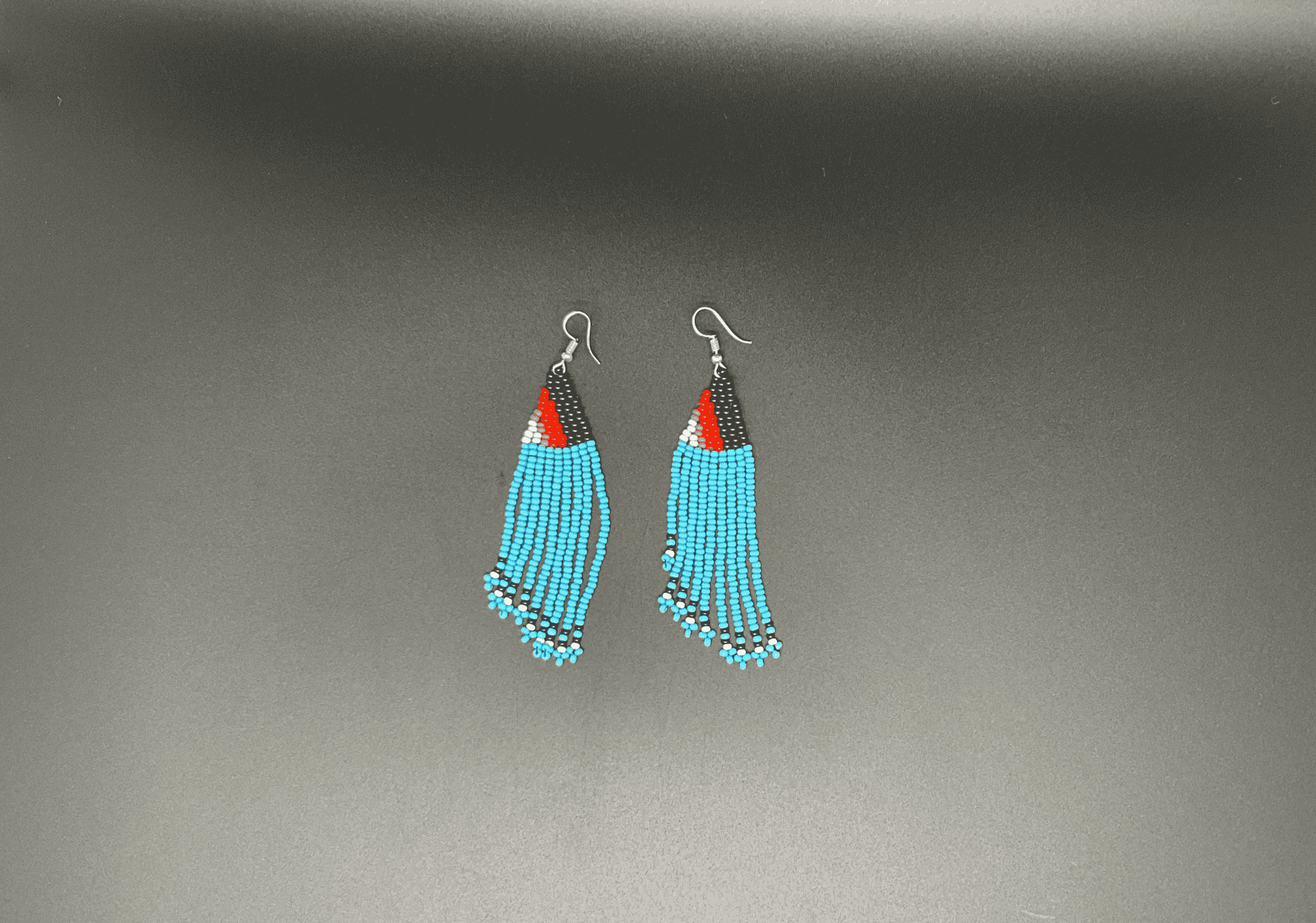 Blue and Multicolor Beaded Dangling Earrings