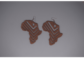 Wooden Africa Cut Out Earring Made in US