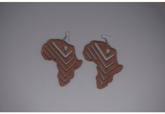 Wooden Africa Cut Out Earring Made in US