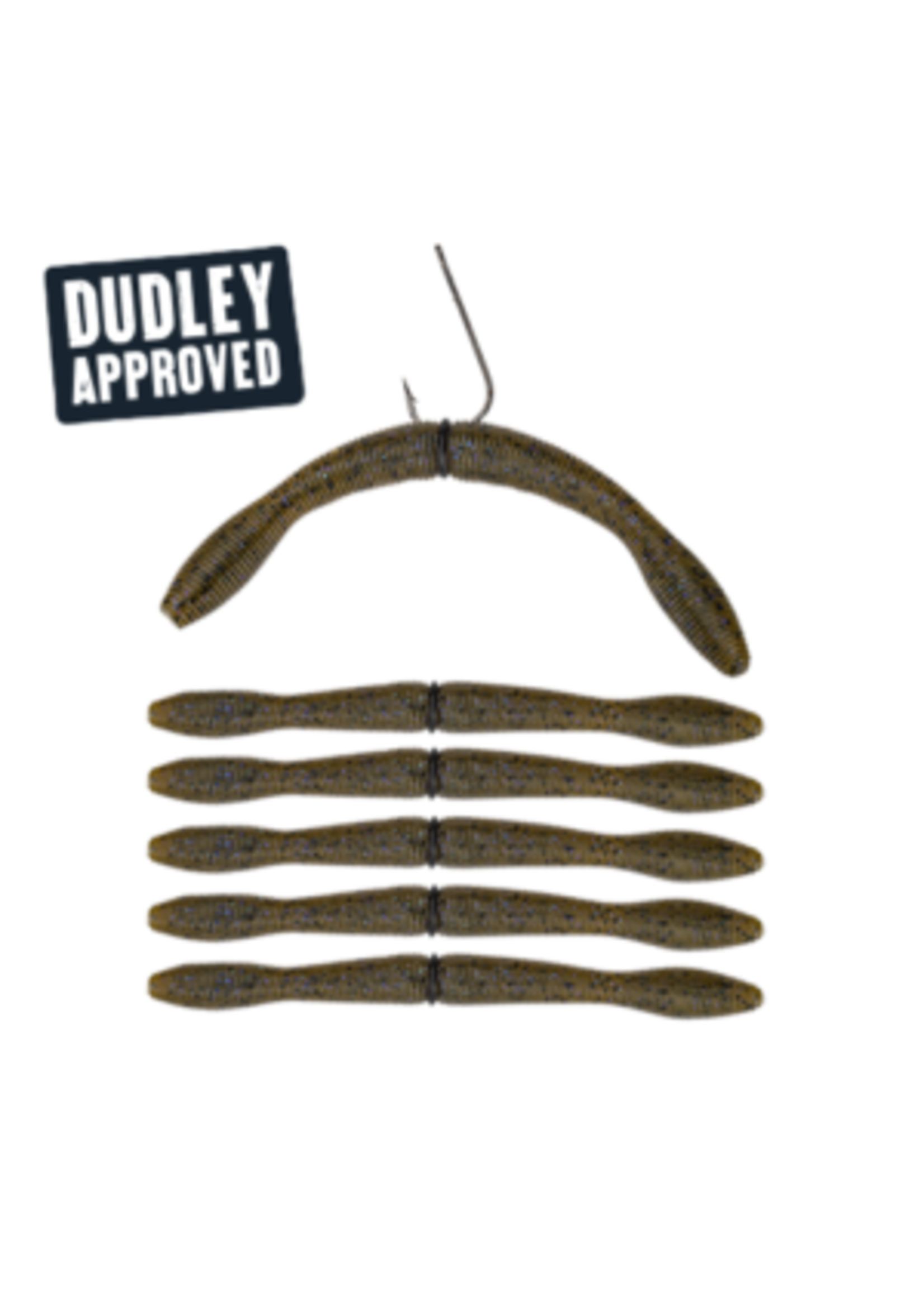 Dudley's - Pre-Rigged Wacky Worm 6pk - Green Pumpkin Violet