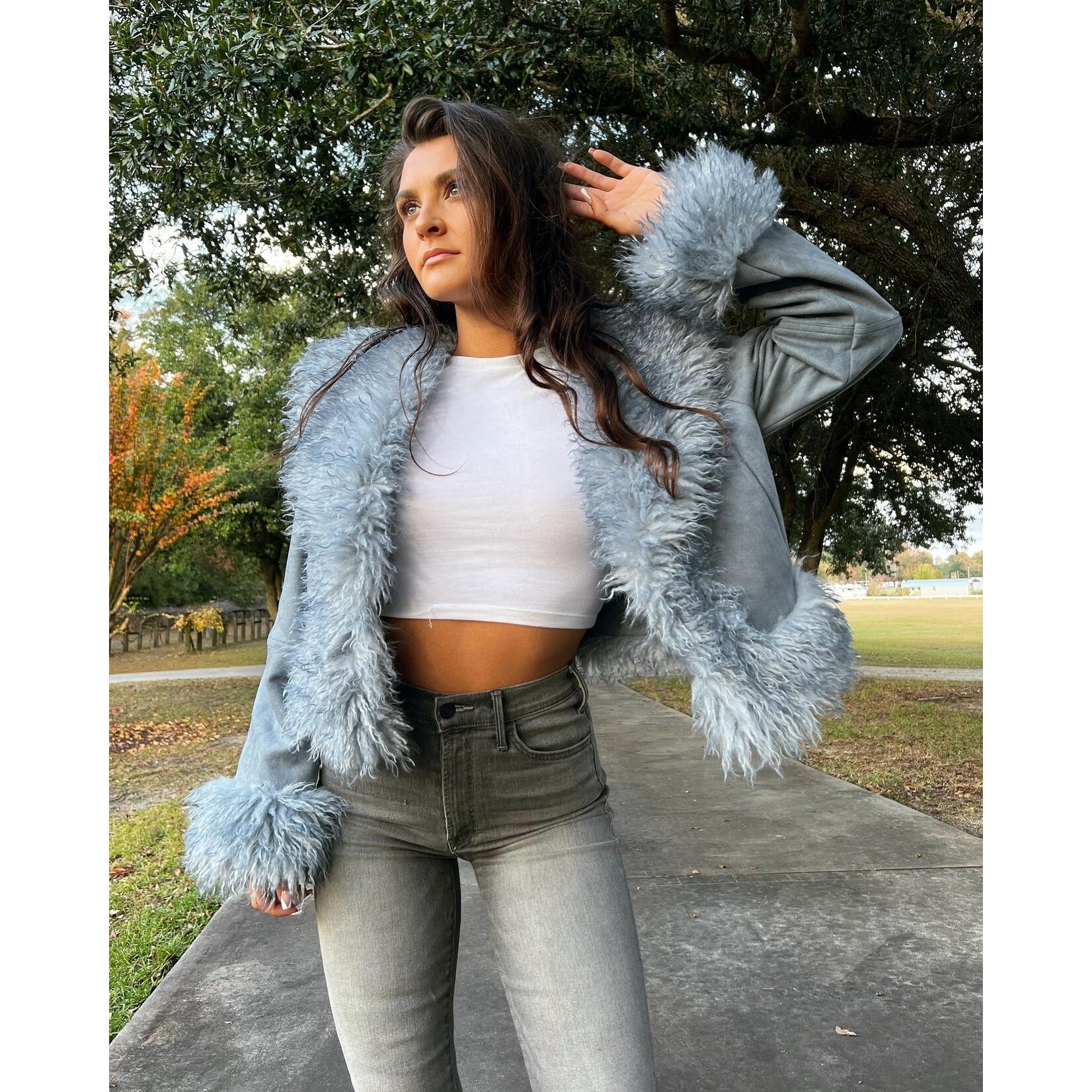 Vinyl Faux Fur Trim Jacket curated on LTK