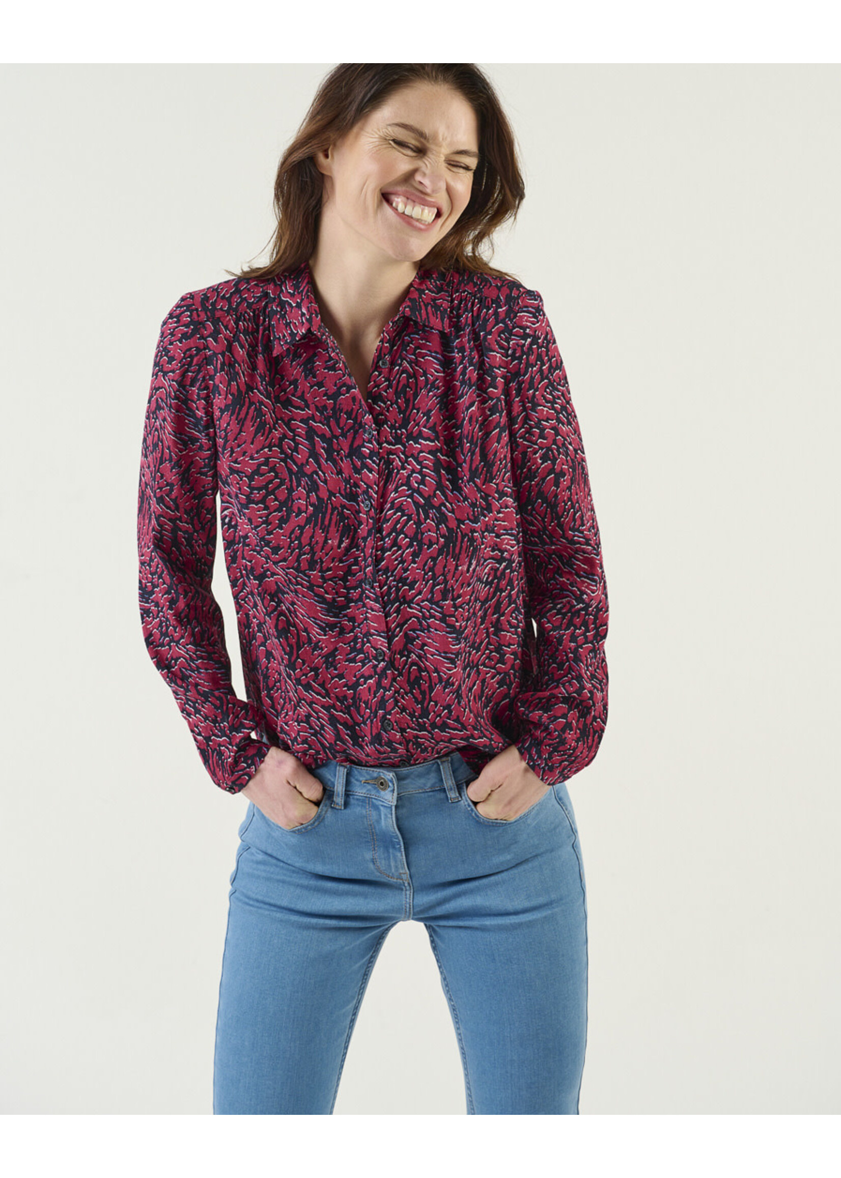 Print Blouse - Red Bud