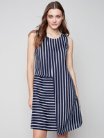 Charlie B Asymmetrical Stripe Linen Dress C3157
