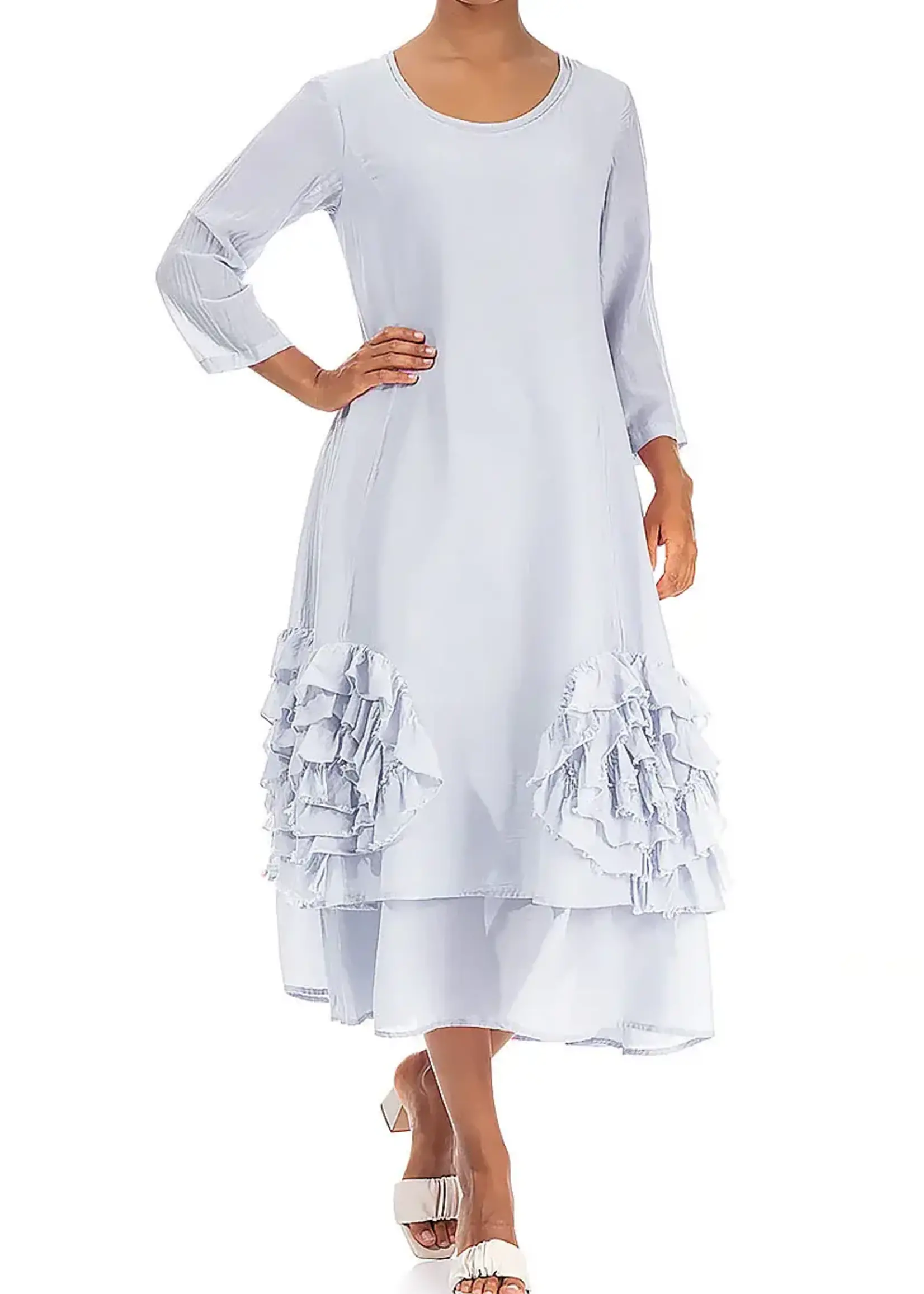 GRIZAS Frilly Flower Lavender Silk Cotton Dress