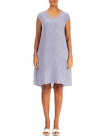 GRIZAS Midi V-Neck Crinkled Lavender Silk Linen Dress -  91682-ST2