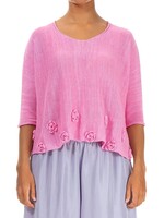 GRIZAS Flowers Decorated Taffy Pink Linen Jumper - 6645-BL