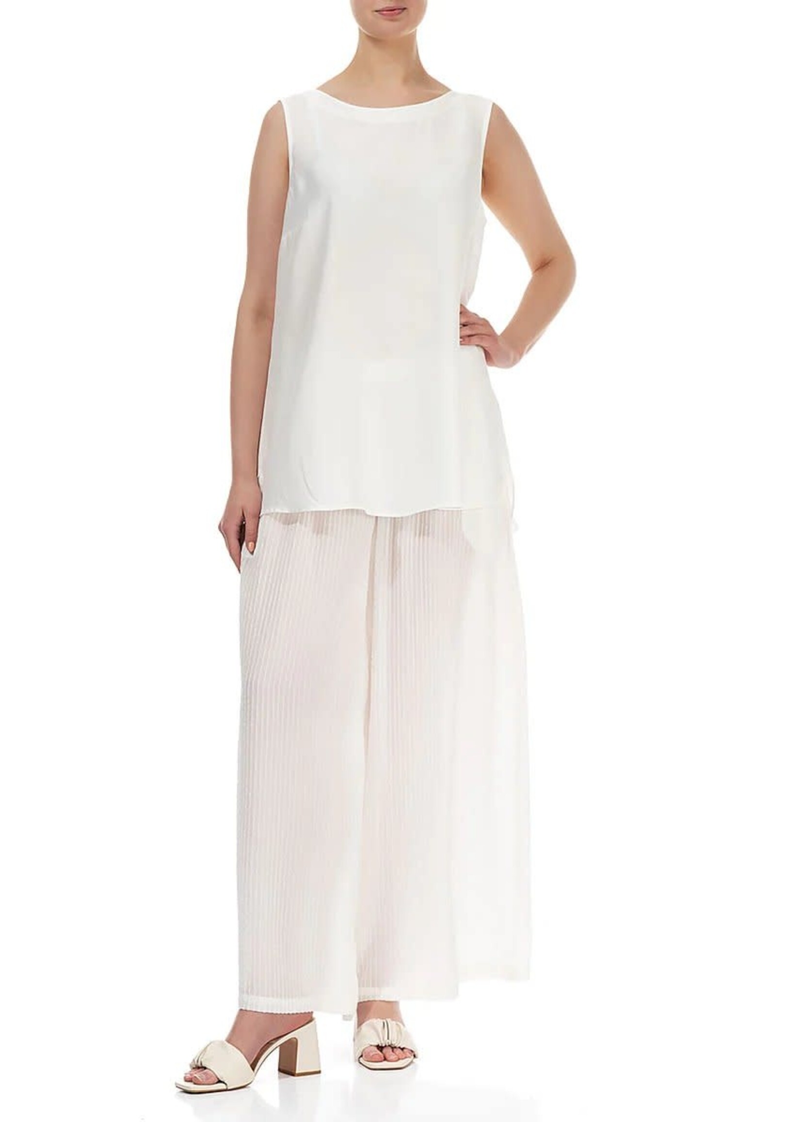 GRIZAS Wide White Silk Viscose Trousers