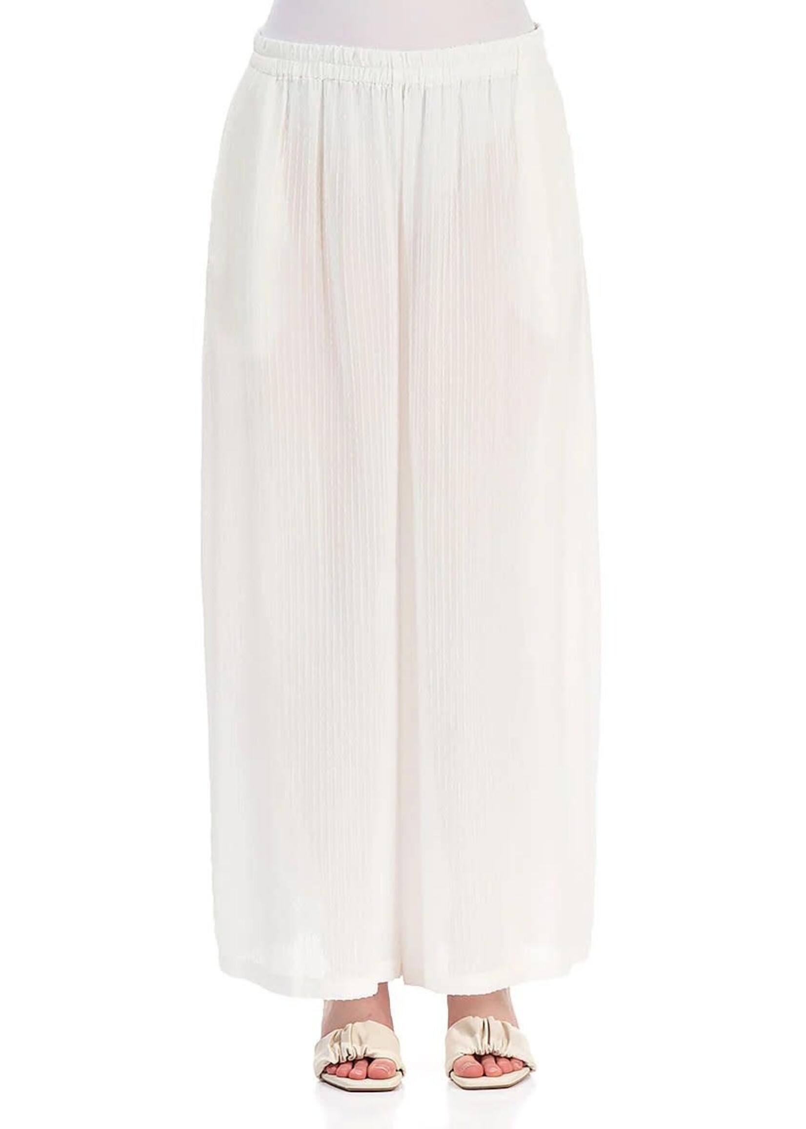 GRIZAS Wide White Silk Viscose Trousers