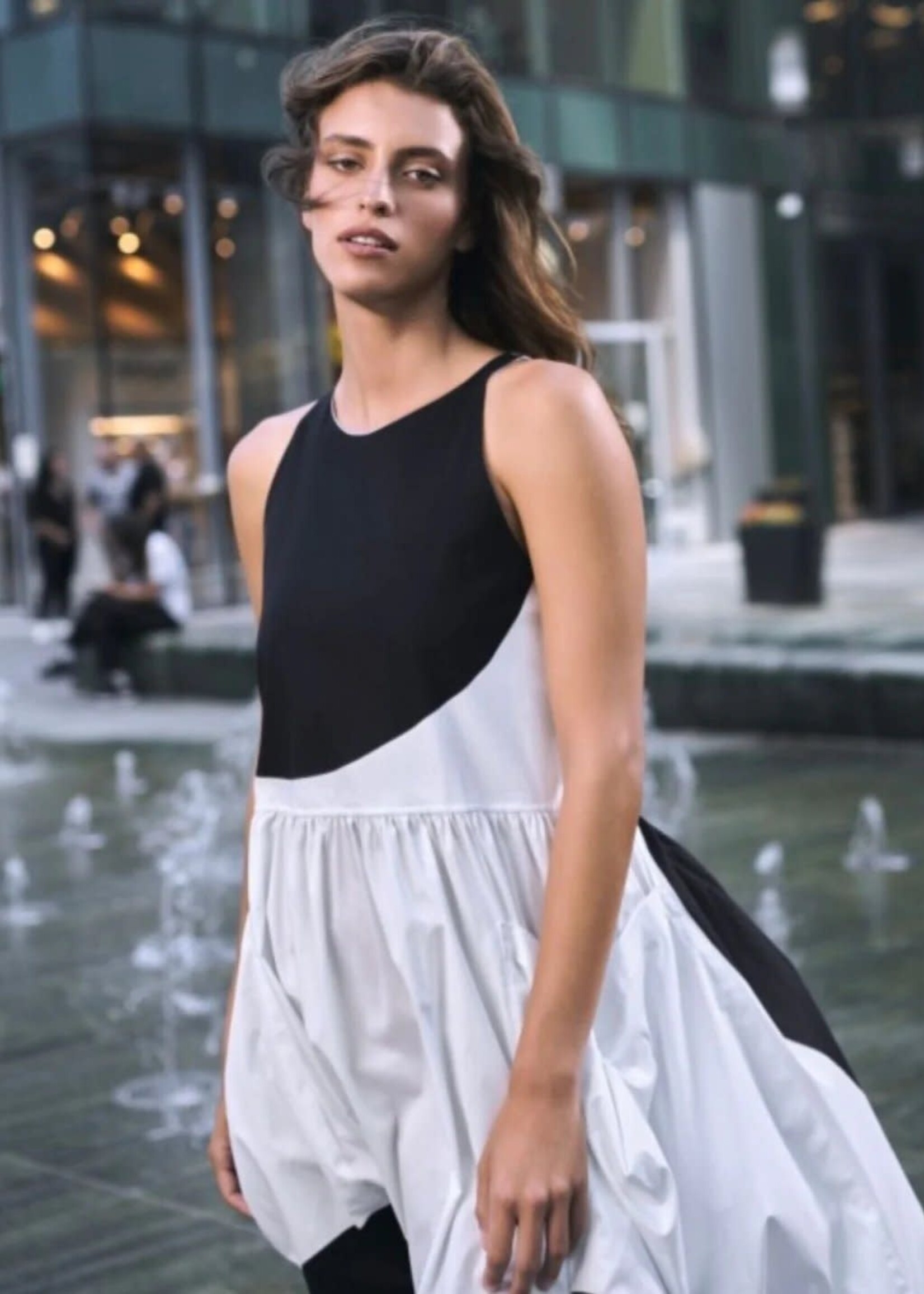 ALEMBIKA Urban Harper Pocket Dress, White/Black