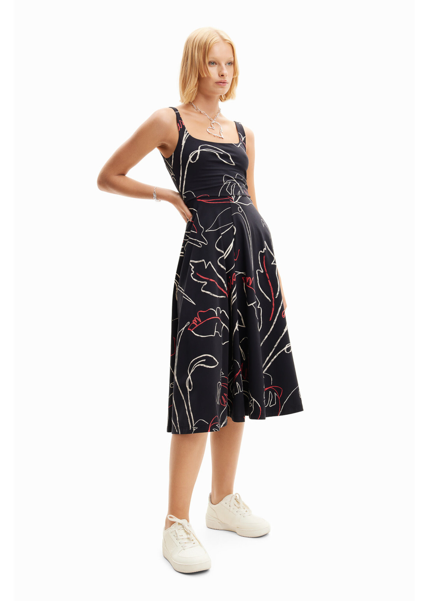 DESIGUAL Tropical strappy knit dress