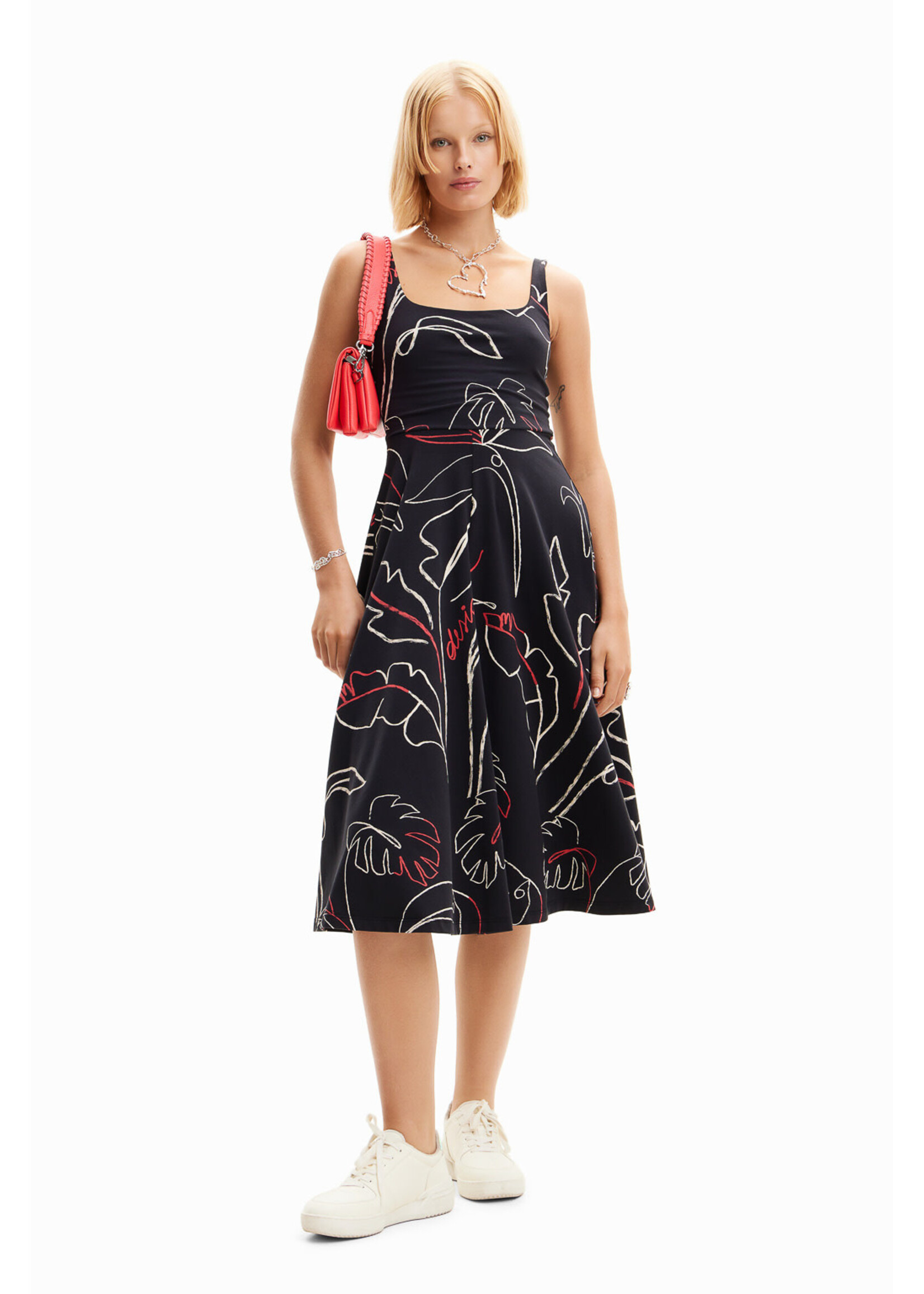 DESIGUAL Tropical strappy knit dress