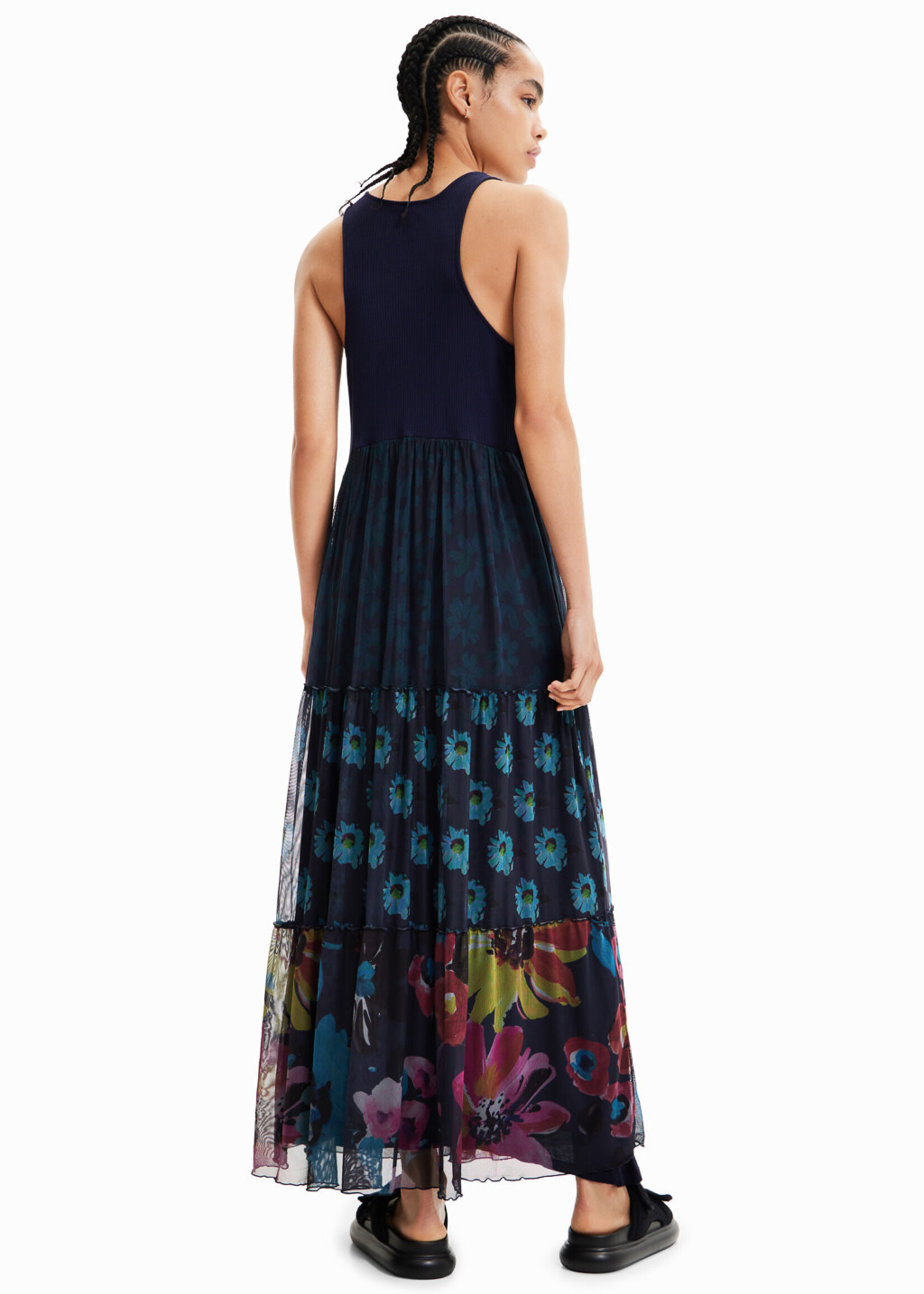 DESIGUAL Long combination tulle dress