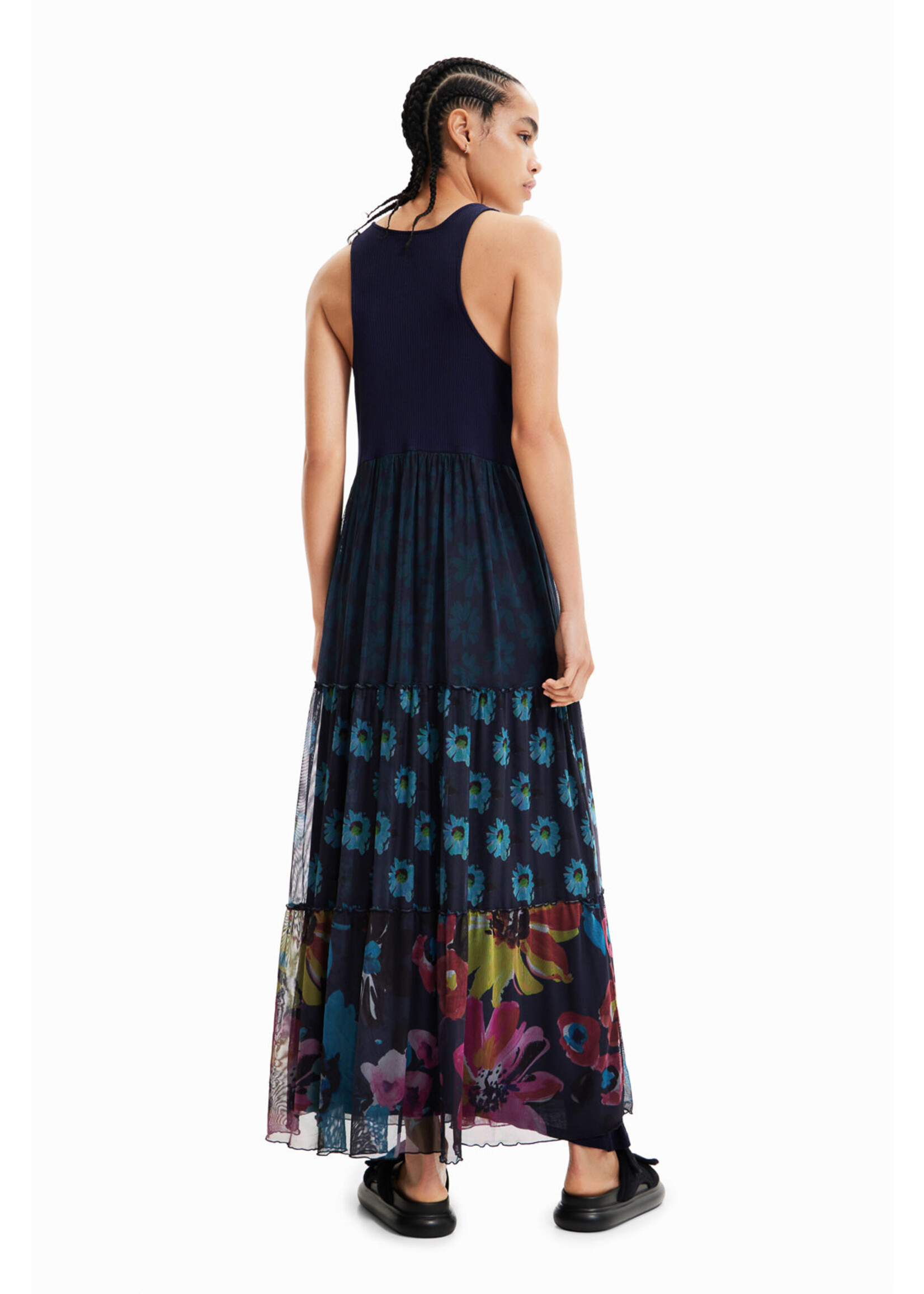 DESIGUAL Long combination tulle dress