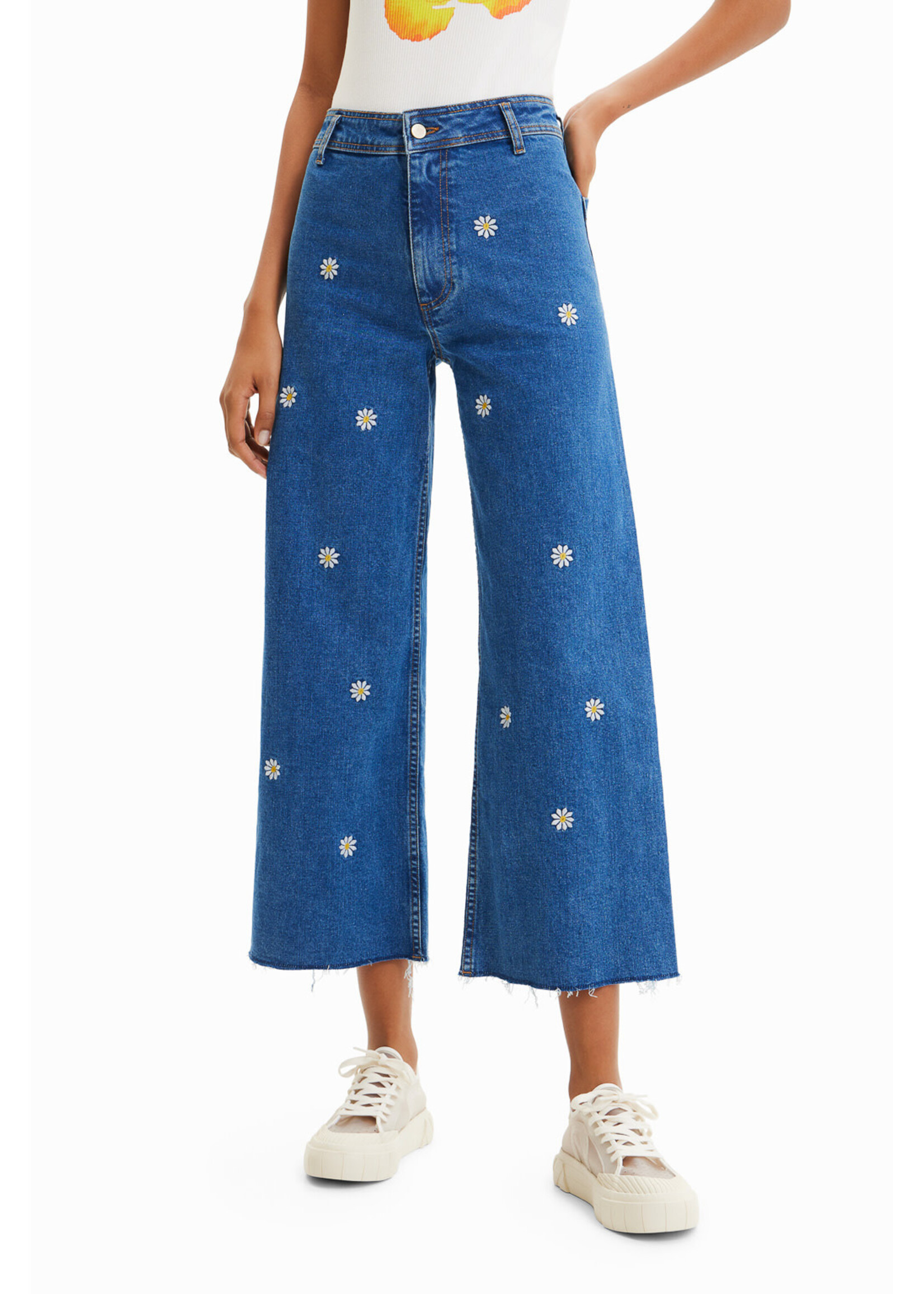 DESIGUAL Daisy cropped culotte jeans