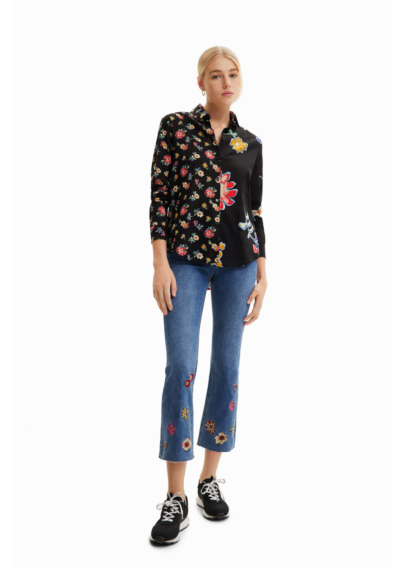 DESIGUAL Floral half-and-half shirt