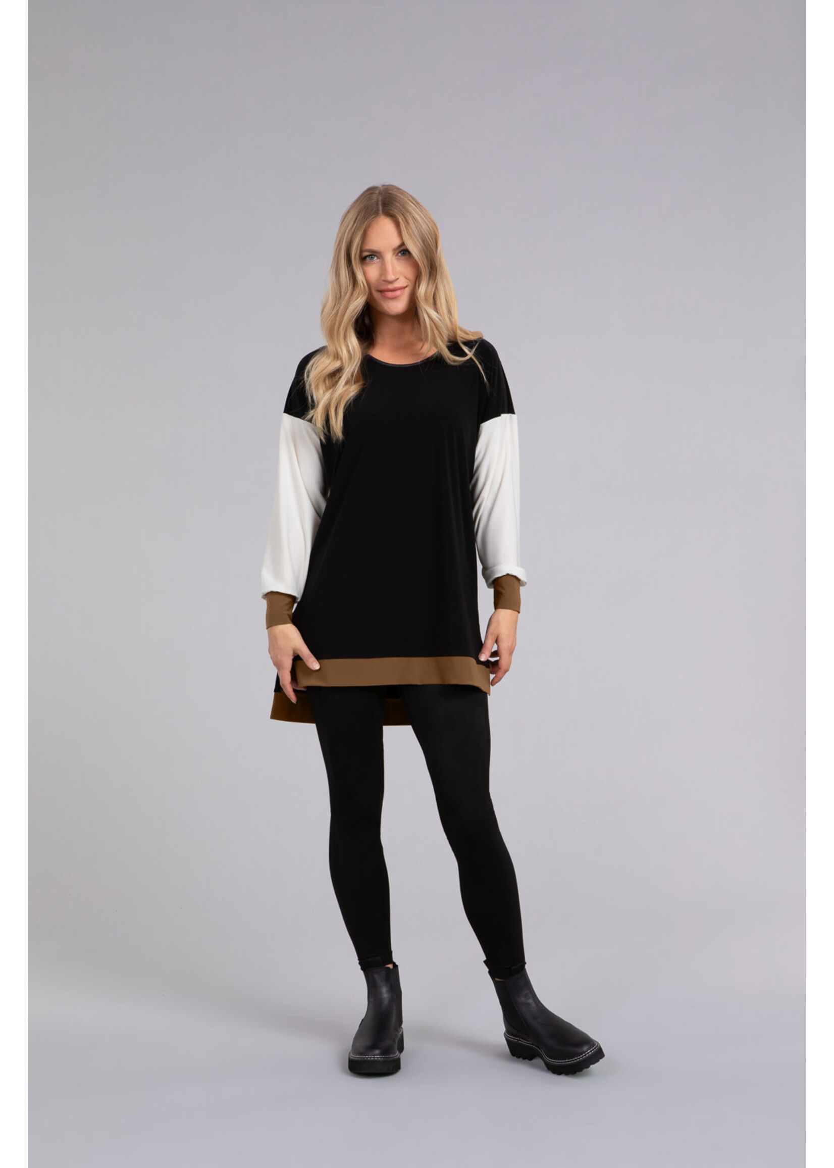 SYMPLI Colour Block Step Hem Tunic