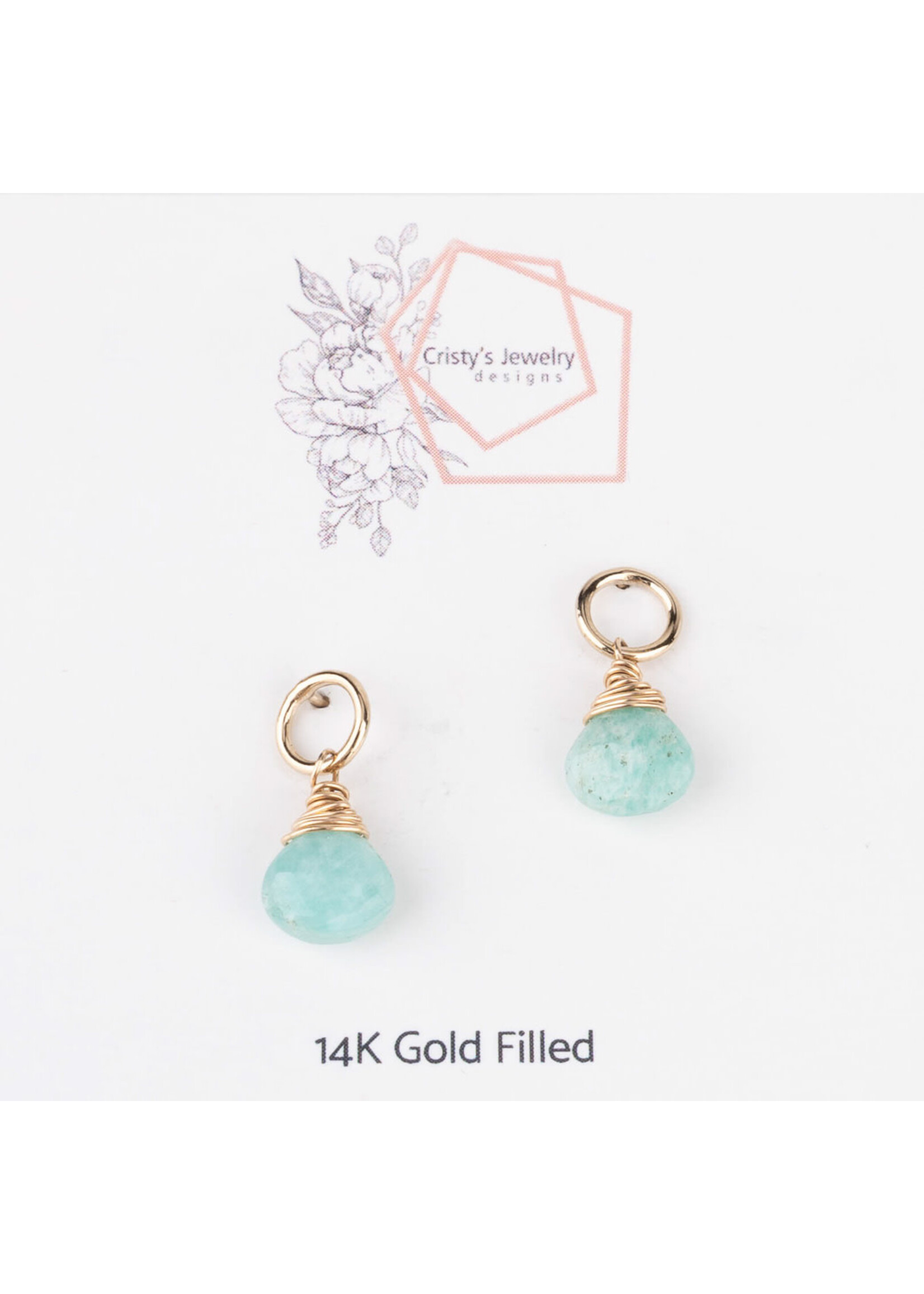 Cristy's Jewelry Designs Gold Circle Studs Amazonite