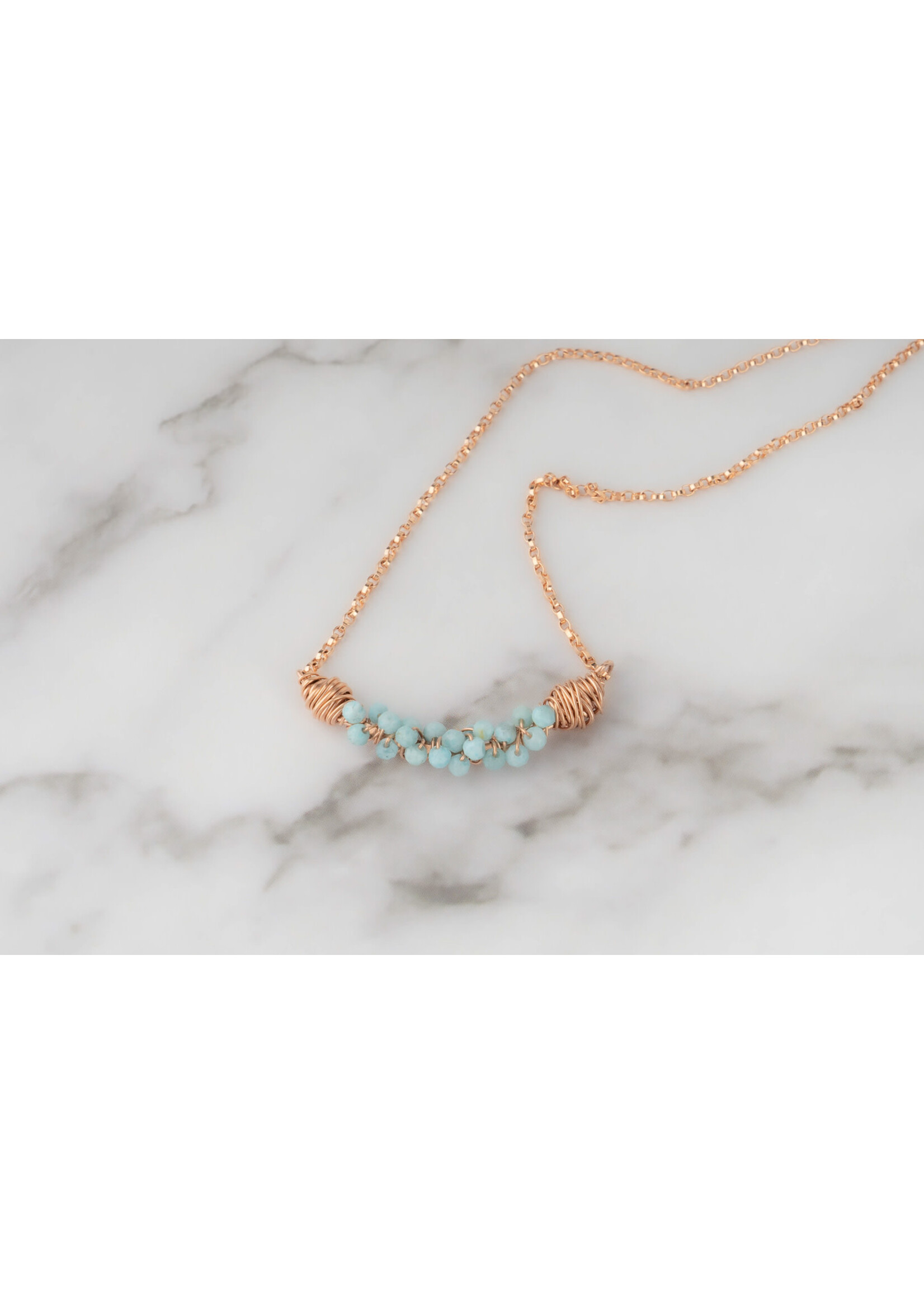Cristy's Jewelry Designs Rose Gold Cluster Necklace-Larimar