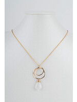 Cristy's Jewelry Designs Double Hammered Hoop Necklace-Rainbow Moonstone - N735GF-RM20