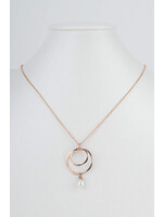 Cristy's Jewelry Designs Rose Gold Double Hoop Necklace - Pearl - N735RG-P-20