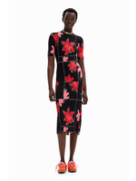 DESIGUAL Desigual Ribbed floral midi dress -  24SWVK40