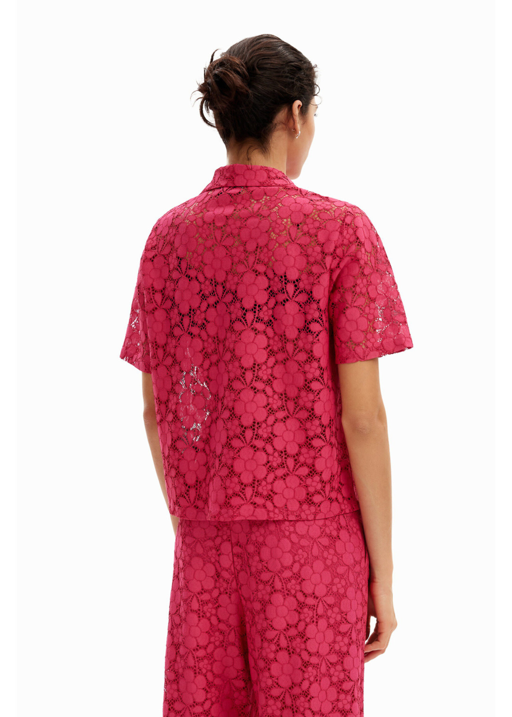 DESIGUAL Short lace resort shirt